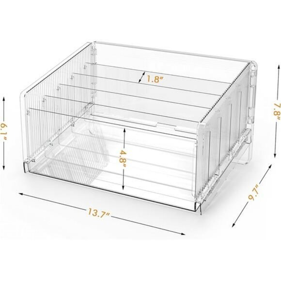 Acrylic file sorter desk organizer 5 section letter tray mail paper holder - Picture 3 of 7